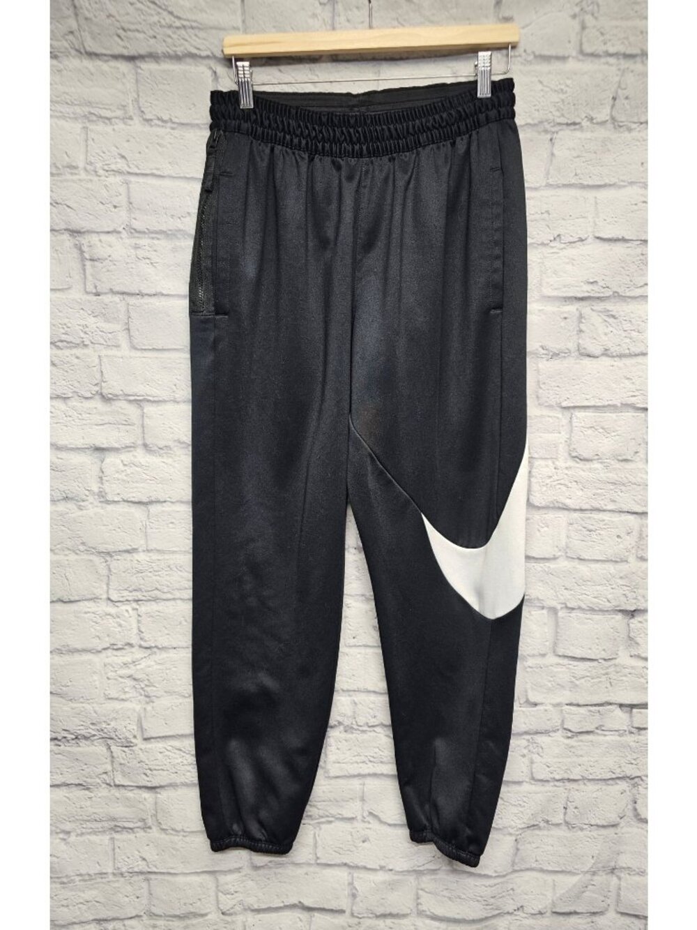 MENS NIKE DRI-FIT L BLACK INNER DRAWSTRING JOGGER ZIP POCKET FLEECE LOGO PANTS